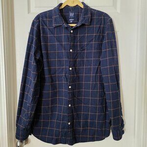 Gap Blue Plaid Flannel Men's Size Large Tall